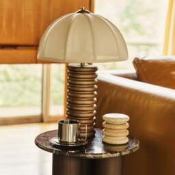 Odette - Dark Wood Dome Shade Table Lamp - thumbnail 4