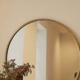 Higgins - Gold Metal Modern Round Wall Mirror 80cm x 80cm - thumbnail 3