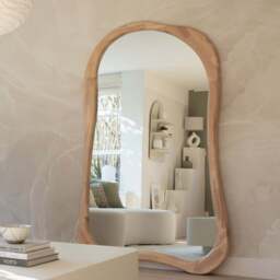 Arcurva - Extra Large Full Length Light Wood Irregular Mirror 190cm x 120cm - thumbnail 1