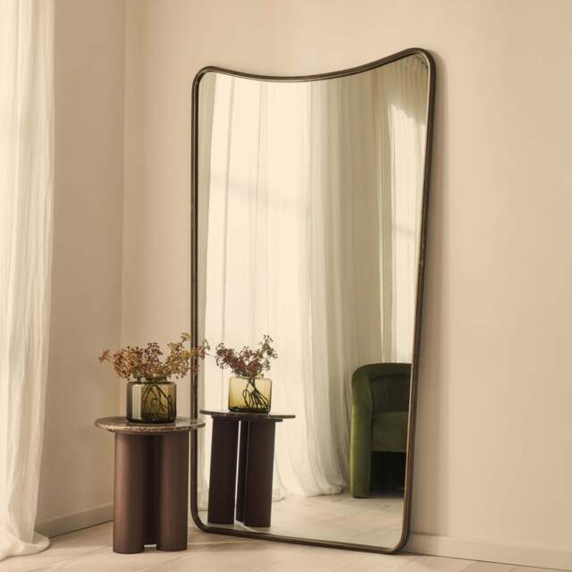 Louis - Antique Bronze Full Length Curved Metal Mirror 180cm x 100cm - image 1