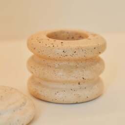 Varella -  Cream Travertine Ribbed Decorative Storage Jar - thumbnail 5