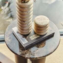 Varella -  Cream Travertine Ribbed Decorative Storage Jar - thumbnail 2