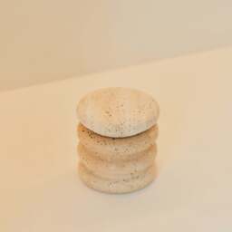 Varella -  Cream Travertine Ribbed Decorative Storage Jar - thumbnail 1