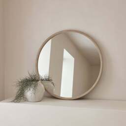 Arden - Large Concrete Round Wooden Wall Mirror 90cm x 90cm - thumbnail 4
