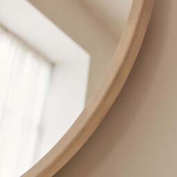 Arden - Large Concrete Round Wooden Wall Mirror 90cm x 90cm - thumbnail 3
