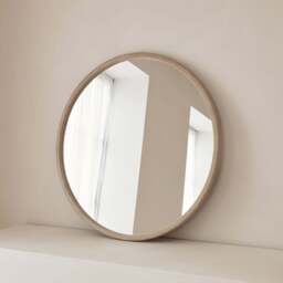 Arden - Large Concrete Round Wooden Wall Mirror 90cm x 90cm - thumbnail 2