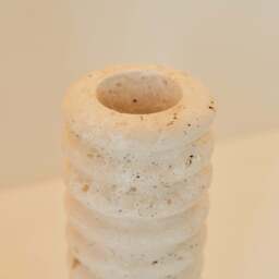 Varella - Large Cream Travertine Ribbed Decorative Vase 25cm - thumbnail 5