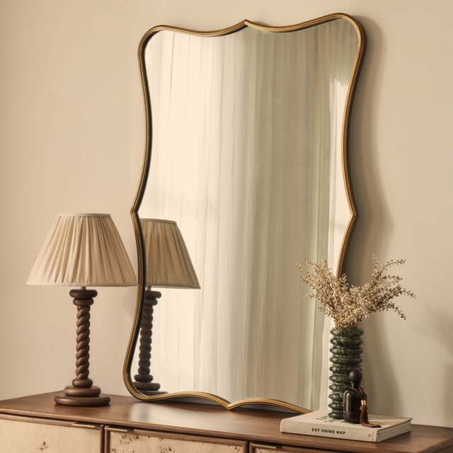Elise - Gold Art Deco Metal Overmantle Mirror 120cm x 80cm - image 1