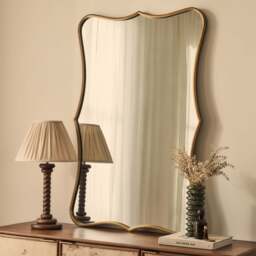Elise - Gold Art Deco Metal Overmantle Mirror 120cm x 80cm - thumbnail 1