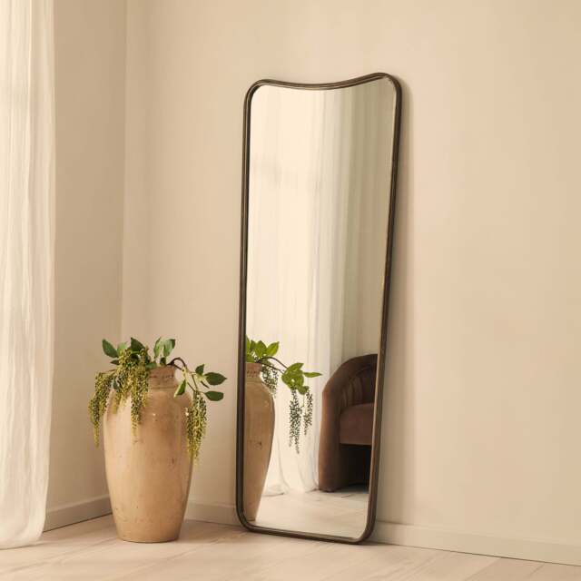 Louis - Antique Bronze Full Length Curved Metal Mirror 160cm x 60cm - image 1
