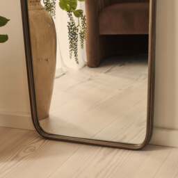 Louis - Antique Bronze Full Length Curved Metal Mirror 160cm x 60cm - thumbnail 4