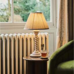 Cordelia - White Washed Wood Pleated Shade Table Lamp - thumbnail 1