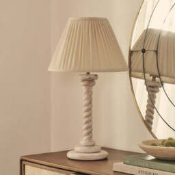 Cordelia - White Washed Wood Pleated Shade Table Lamp - thumbnail 2