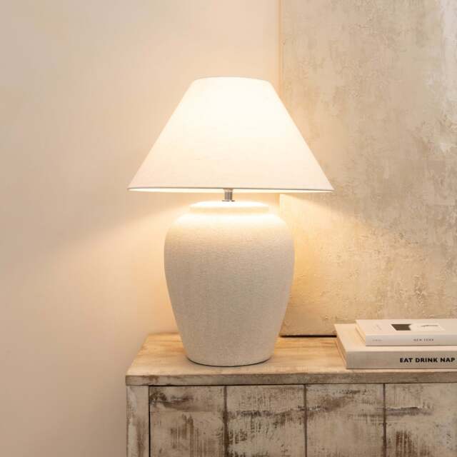 Sicily - Stone Ceramic Coolie Shade Table Lamp - image 1