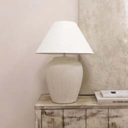 Sicily - Stone Ceramic Coolie Shade Table Lamp - thumbnail 3