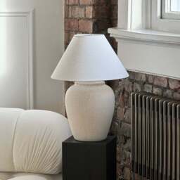 Sicily - Stone Ceramic Coolie Shade Table Lamp - thumbnail 2