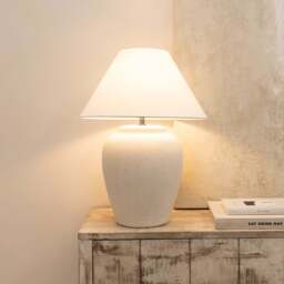 Sicily - Stone Ceramic Coolie Shade Table Lamp - thumbnail 1
