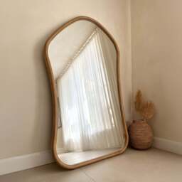 Aaliyah - Extra Large Full Length Warm Wood Irregular Mirror 180cm x 110cm - thumbnail 1