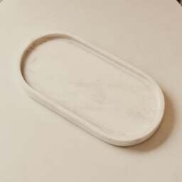 Travara - White Marble Oval Decorative Tray - thumbnail 3