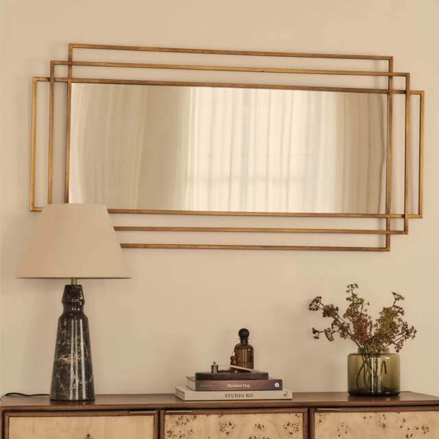 Amalfi - Large Gold Rectangular Metal Mirror 140cm x 70cm - image 1