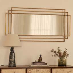 Amalfi - Large Gold Rectangular Metal Mirror 140cm x 70cm - thumbnail 1
