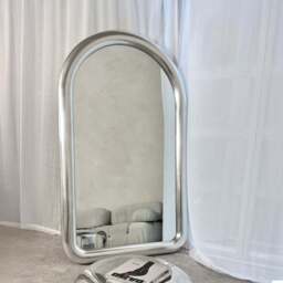 Obsidian - Full Length Arched Brushed Chrome Extra Large Mirror 200cm x 120cm - thumbnail 2