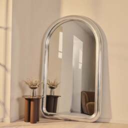 Obsidian - Full Length Arched Brushed Chrome Extra Large Mirror 200cm x 120cm - thumbnail 1