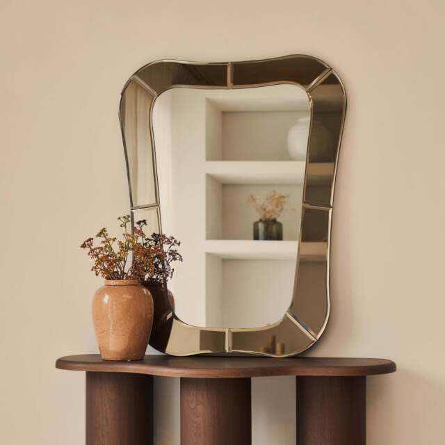 Florence - Bronze Bevelled Edge Art Deco Overmantle Mirror 90cm x 70cm - image 1