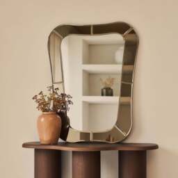 Florence - Bronze Bevelled Edge Art Deco Overmantle Mirror 90cm x 70cm - thumbnail 1