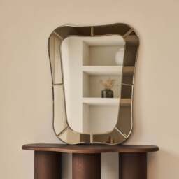 Florence - Bronze Bevelled Edge Art Deco Overmantle Mirror 90cm x 70cm - thumbnail 3