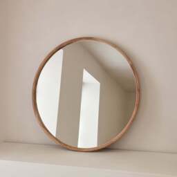 Arden - Large Light Wood Round Wooden Wall Mirror 90cm x 90cm - thumbnail 3