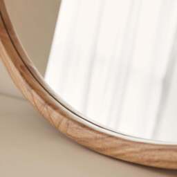 Arden - Large Light Wood Round Wooden Wall Mirror 90cm x 90cm - thumbnail 2