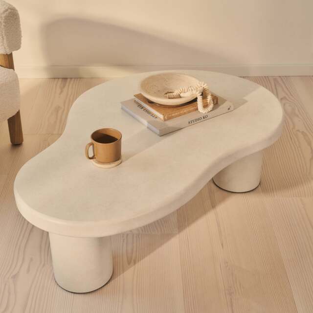 Savanna - Large Concrete Irregular Wooden Coffee Table - image 1