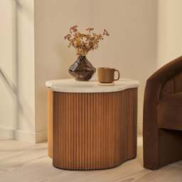 Cove - Warm Wood Ribbed Irregular Side Table - thumbnail 1