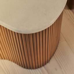 Cove - Warm Wood Ribbed Irregular Side Table - thumbnail 5