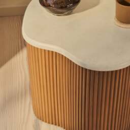 Cove - Warm Wood Ribbed Irregular Side Table - thumbnail 2