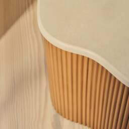 Cove - Warm Wood Ribbed Irregular Side Table - thumbnail 4