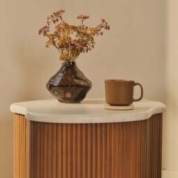Cove - Warm Wood Ribbed Irregular Side Table - thumbnail 3
