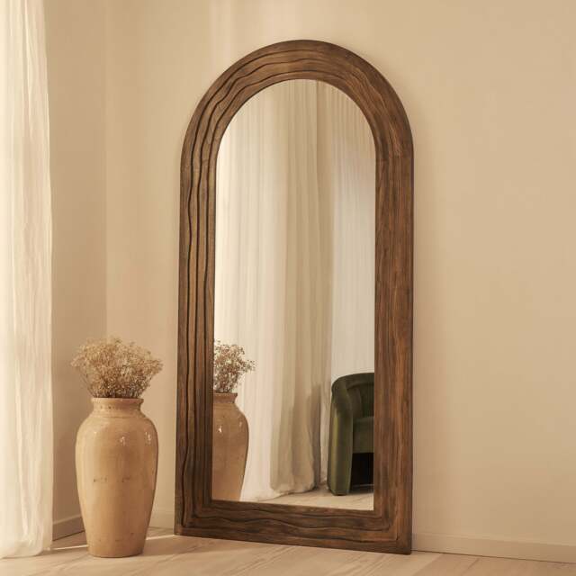 Lucelle - Extra Large Full Length Warm Wood Arched Mirror 200cm x 100cm - image 1