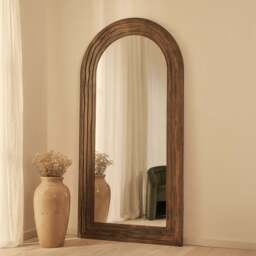 Lucelle - Extra Large Full Length Warm Wood Arched Mirror 200cm x 100cm - thumbnail 1