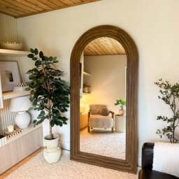 Lucelle - Extra Large Full Length Warm Wood Arched Mirror 200cm x 100cm - thumbnail 3