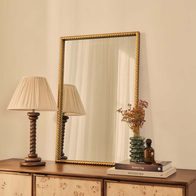 Corra - Gold Rope Twist Metal Overmantle Mirror 90cm x 60cm - image 1