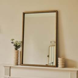 Corra - Gold Rope Twist Metal Overmantle Mirror 90cm x 60cm - thumbnail 3