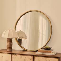 Corra - Gold Rope Twist Round Metal Wall Mirror 90cm x 90cm - thumbnail 1