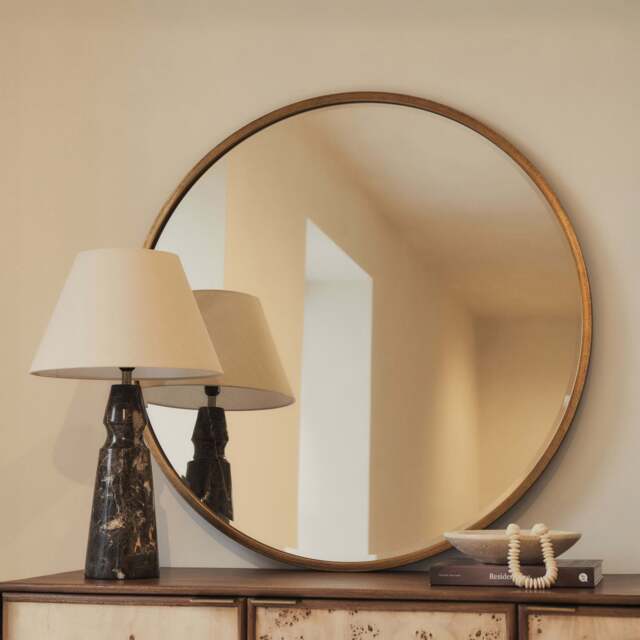 Higgins - Gold Metal Modern Round Wall Mirror 100cm x 100cm - image 1