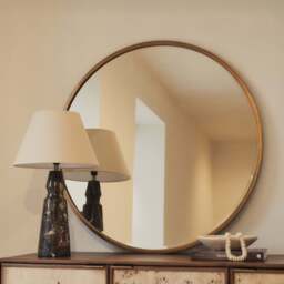Higgins - Gold Metal Modern Round Wall Mirror 100cm x 100cm - thumbnail 1