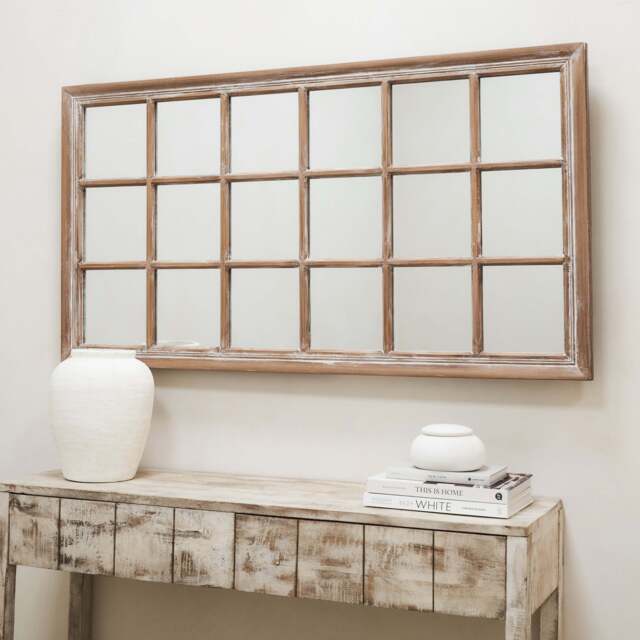 Sasha - Oak Shabby Chic Rectangular Window Mirror 134cm x 70cm - image 1
