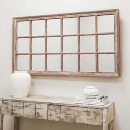 Sasha - Oak Shabby Chic Rectangular Window Mirror 134cm x 70cm - thumbnail 1