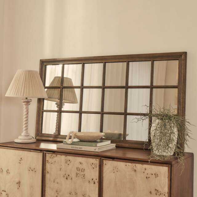 Sasha - Dark Wood Shabby Chic Rectangular Window Mirror 134cm x 70cm - image 1