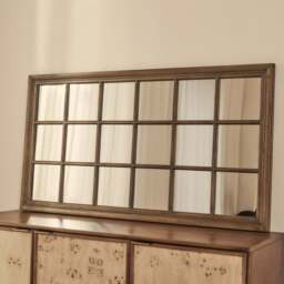 Sasha - Dark Wood Shabby Chic Rectangular Window Mirror 134cm x 70cm - thumbnail 2